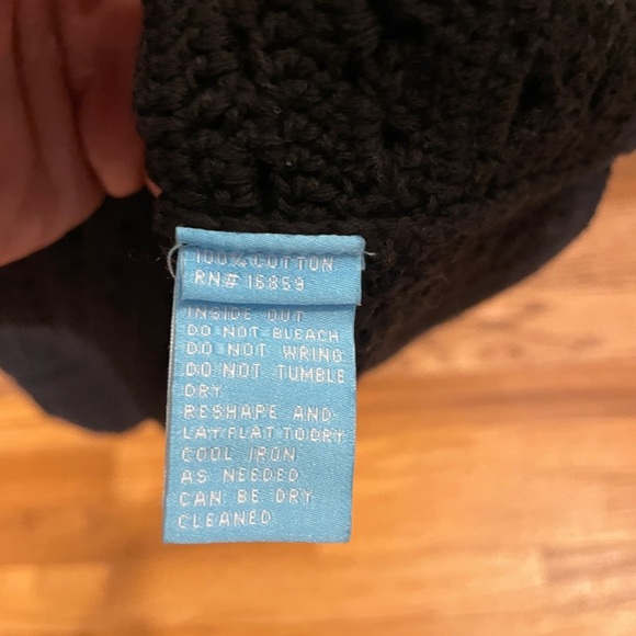 J McLaughlin sweater three quarter sleeve crew neck crochet cotton black small - Picture 5 of 5